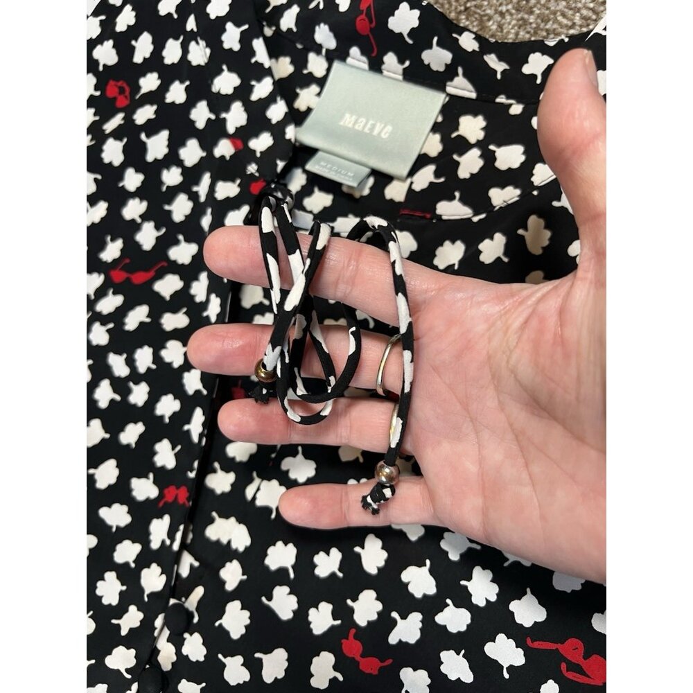 Anthropologie Maeve Odelia Black Floral Mini Dress Size Medium Sunglasses Pocket - Picture 11 of 15